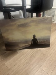 Buddha Meditation Poster Horizontal Spirituality Brown Beige Black Home Décor