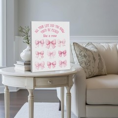 Coquette Pink Bow Wall Art Decor Girly You’d Be Picked Like a Rose Print Pict…