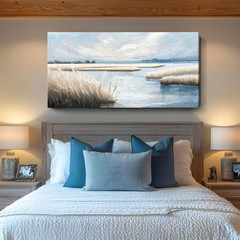 amatop Large Coastal Wall Art 48x24in Beach Marsh Canvas