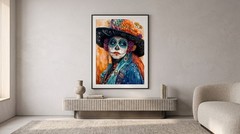 Sugar Skull Lady Poster, Day of the Dead Floral Wall Art Print, Boho Decor