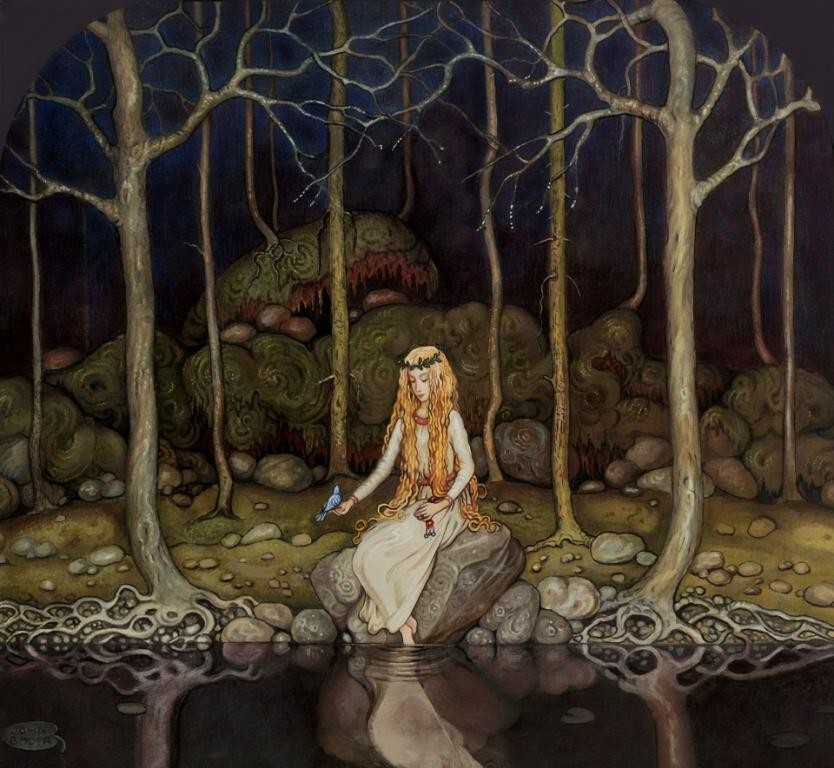 The Princess in the Forest : John Bauer : circa 1905 : Art Print
