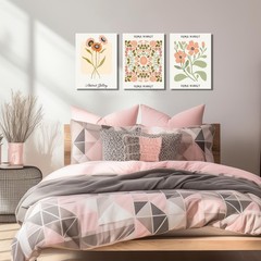 3 PCS Boho Floral Canvas Wall Art, Rustic Botanical Canvas Paintings Prints A…