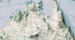 Australia Map, Australia 2D Relief Map, Australia Vintage Map – 2D Flat Print