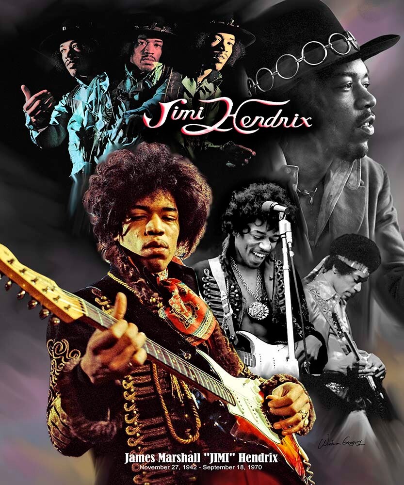 Jimi Hendrix, Wishum Gregory Art, Wall Decor Print 11″ X 8.5″ 4133
