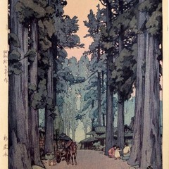Avenue of the Sugi Trees by Hiroshi Yoshida – Japanese Woodblock Landscape Print