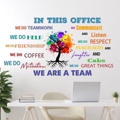 Workplace Wall Art, Teamwork Quotes, Office Decor, Self Adhesive, Multicolor