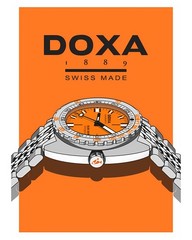 DOXA SUB 300t Aqualung 1967 Orange Automatic «7553» Diver Watch Swiss Made