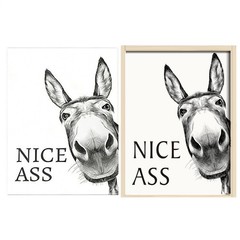Donkey In Bathroom Wall Art Nice Ass Framed Picture Funny Restroom Decor