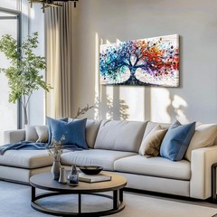Colorful Tree Painting Prints Tree of Life Wall Art Picture,24x48inch DIY Framed