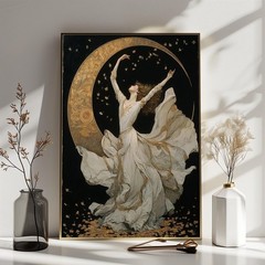 Woman Dancing on the Moon Poster – Art Nouveau Wall Art Print
