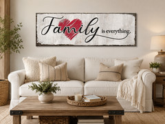 Family Is Everything Canvas Wall Art Framed Rustic Farmhouse Home Decor