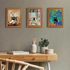 Charming 9Pcs Black Cat Artwork – Perfect Gift for Cat Lovers Unframed