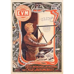 Original Vintage Bicycle Poster, Cycles E.V.M. by Francisco Tamagno