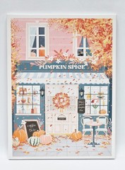Wooden Frame Canvas Wall Decoration Fall Pumpkin Aesthetic Cafe Decor 12×16