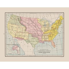 Historic State Map – United States Territorial Growth – Cram 1892 – Vintage