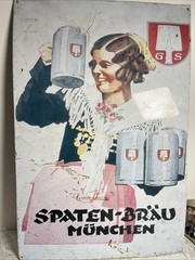 Spaten Bräu München Ludwig Hohlwein 1933 German Advertising Some Damage 16×23”