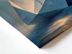 Wall Art Origami Paper Boat Sunset Ocean Surreal Figure Minimalist Print Decor
