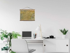 Ancient 1590 One of the Earliest Map Of Spain; 100% Cotton Canvas, Wooden Hanger