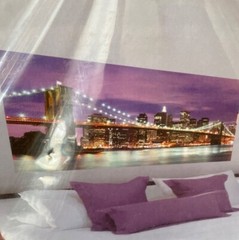 New York City Skyline Brooklyn Bridge Panoramic Wall Decor 3 Panel 18.5 x 26.3in