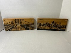 Vintage Bridge & City Print Art 12″ Wall Hanging Home Decor Urban Landscape