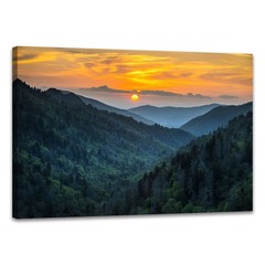 Canvas Wall Art Great Smoky Mountains Blue Ridge Forest Sunrise 12×16 inch