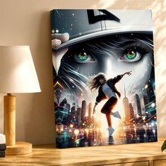Wall Art Urban Dancer Girl City Skyline Surreal Portrait Canvas Print Poster