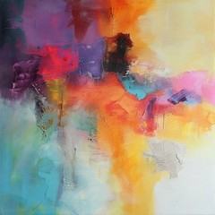Original Hand Painted Abstract Oil Painting Blue Yellow Modern Home Decor