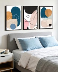 Modern Abstract Framed Wall Art Color Blocks Artwork Home Decor for Bedroom D…