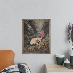 RETRO AXOLOTL Wall Art Print, SALAMANDER Flower Poster, Amphibian Animal Decor