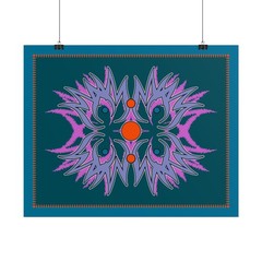 Psychedelic Floral Mandala Rolled Poster | Purple Teal Wall Art
