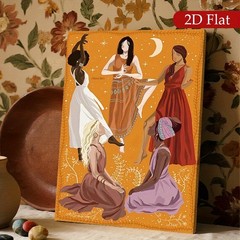 Framed Canvas Multi Women Moon Bohemian Minimal Line Wall Decor