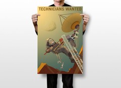 “Technicians Wanted” Retro Style Classic Mars Exploration Wall – POSTER 20″x30″