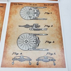 Star Trek USS Enterprise Patent Print Set Of 4 1981-1990