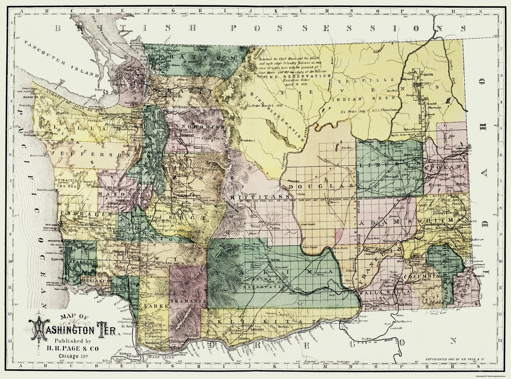Historic State Map – Washington Territory – Olympia – Page 1886 – Vintage Wall