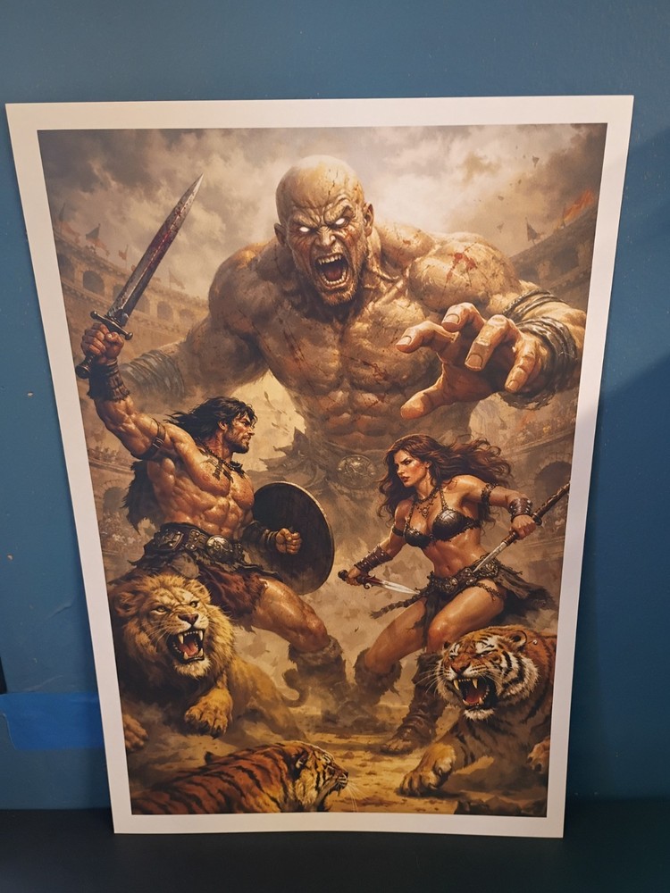 BARBARIAN POSTER FANTASY ART 12X18 MATE CARDSTOCK 130 lb NEW CONAN TARZAN 11A