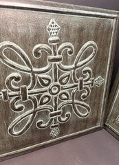 VTG Three (3) Southern Living at Home Square Wall Art Patina Metal Panels 14×14″