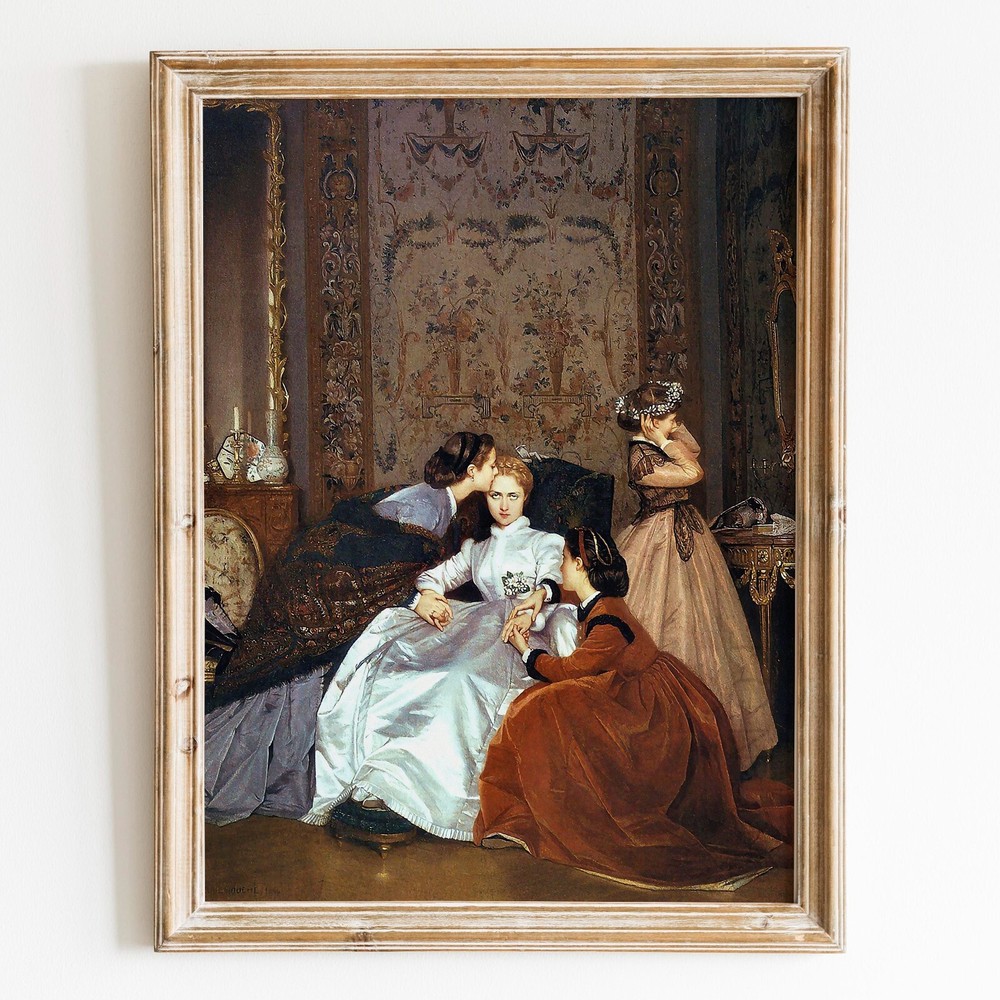 The Hesitant Fiancee Victorian Woman Lady Painting 1800s Wall Art Poster Print