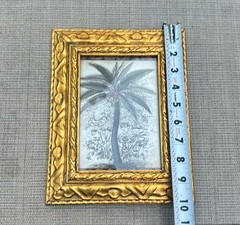 Tropical Palm Tree Framed Wall Art Goldtone Tabletop Wall Hanging Picture Frame