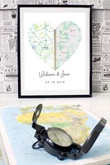Personalized heart map Heart print Anniversary gift Map print wedding gift