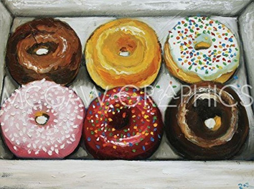 Donuts Sweet Dessert, Roz, Wall Decor Art Print Poster 11″ x 14″ 339