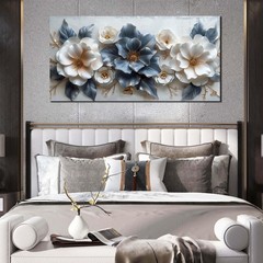 Blue and White Flower Pictures for Living Room Teen Bedroom Decor for Girls W…