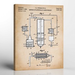 Bar Decorations for the Home Bar Set, Aging Whiskey Patent Canvas Print
