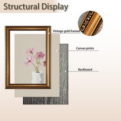 Vintage Gold Framed Wall Art Funny Bathroom Canvas Wall Art Toilet Paper Bota…