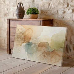Abstract Watercolor Landscape Canvas Wall Art Earth Tones Brown Green Blue Print
