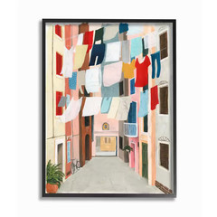 24 In. X 30 In. «Colorful Laundry Day Clothes Line between Apartments» by Grace