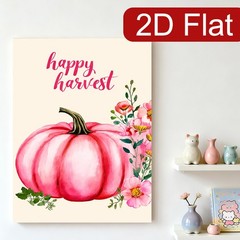 Pink Pumpkin Happy Harvest Canvas Wood Frame Wall Decor Gift