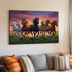 Running Horses Canvas Wall Art Sunset Landscape Wildlife Nature Animal Print