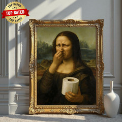 Funny Mona Lisa Bathroom Art Holding Her Nose Mona Lisa Poster Pinching Nose Wal