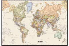 32×50 Inch World Map Print Poster Wall Chart Mural For Home Office Classroom