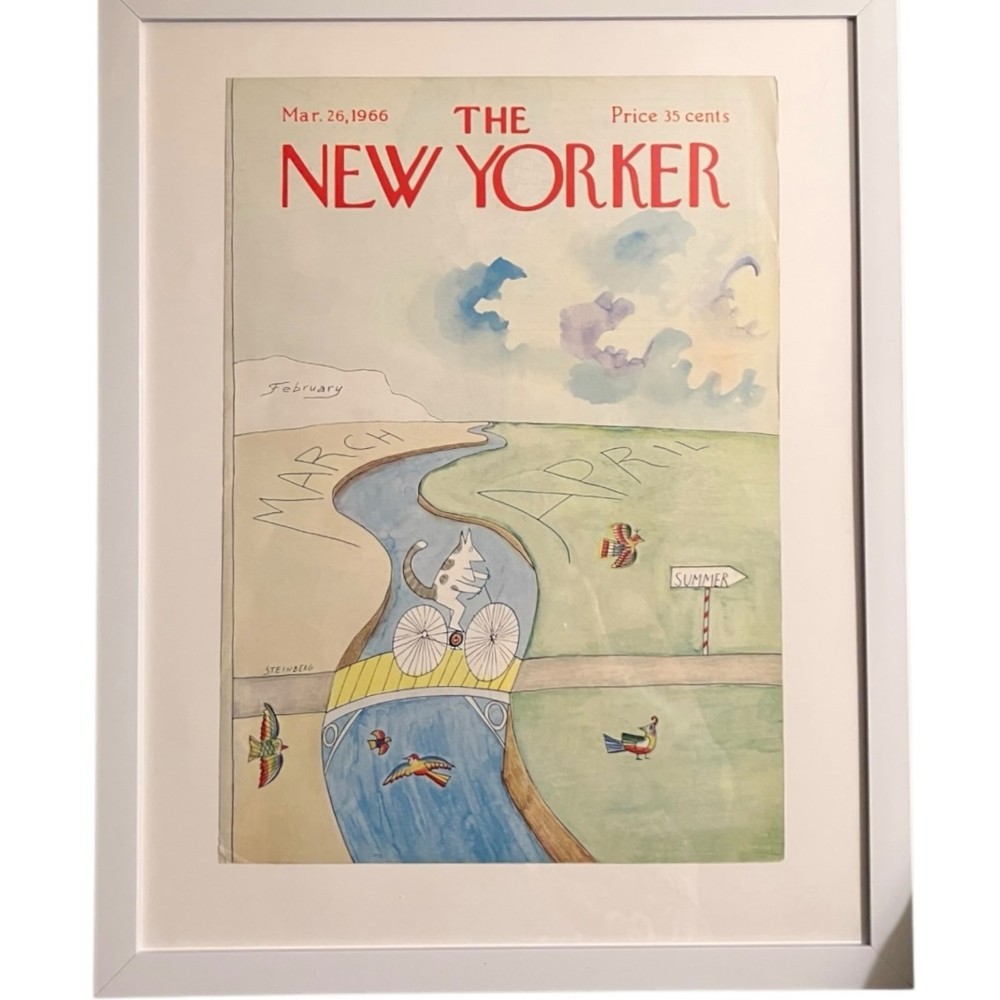 Original March 1966 New Yorker Cover Saul Steinberg White Frame